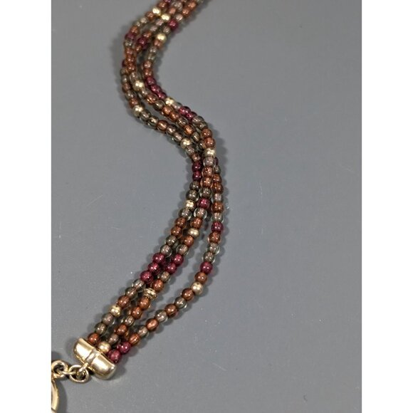 Monet MOP Shell Square Inlay Pendant Red Bead Toggle Necklace Boho 16 in - Picture 3 of 9